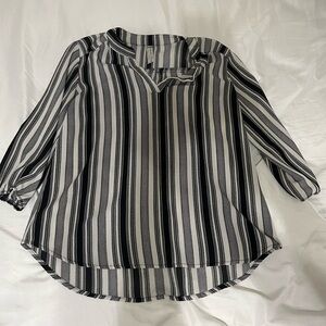 PerSeption Concept Black and White Striped Blouse